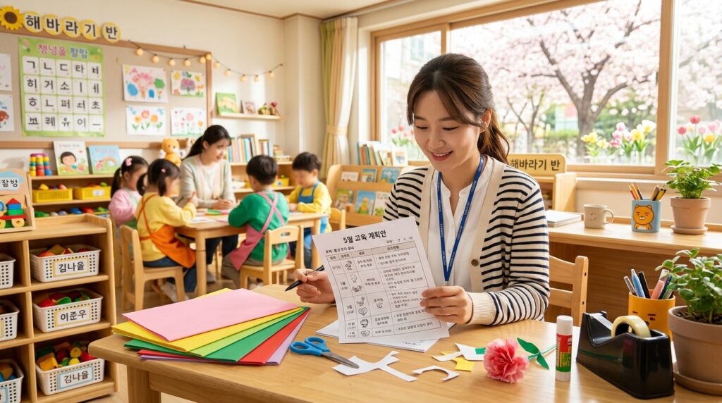 Teacher looking at
