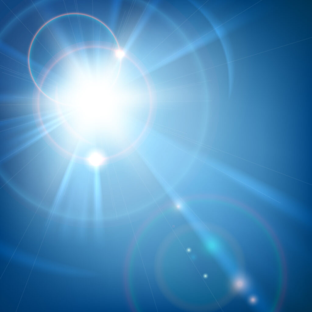 Sun shine light with lens flare