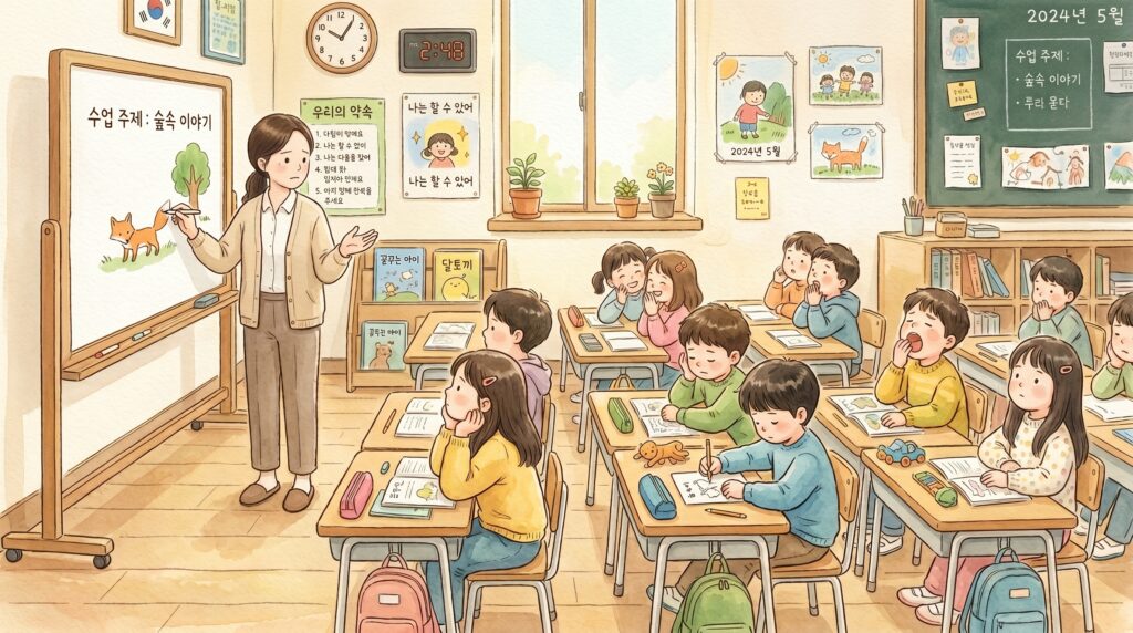 선생님 표정으로 살짝