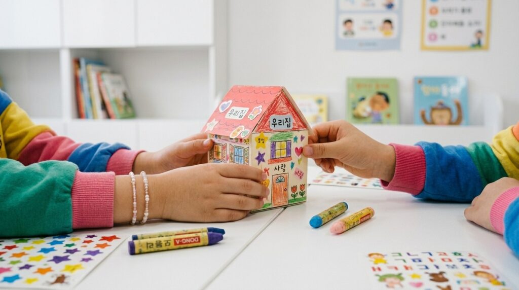 Children's hands holding paper h…