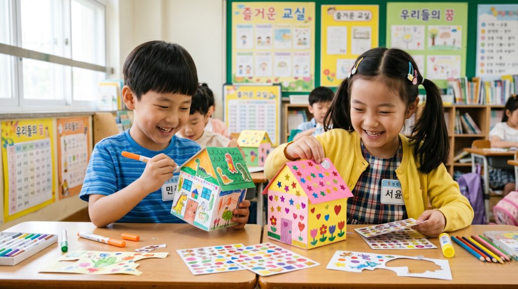 Two Korean first grade students (boy